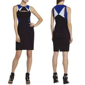 NWT BCBG Maxazria Womens 0 Sleeveless Karin Colorblock Cut Out Sheath Dress Blue